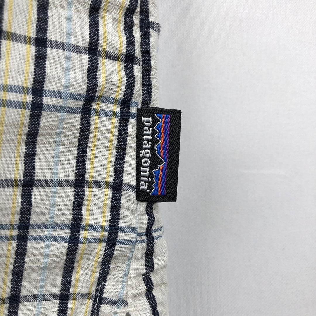 Patagonia 53004SP15 Packerwear Shirt, Check Pattern, Seersucker, Short Sleeve, Polyester Shirt, Boxy Shirt, Men's XL Equivalent polyester white type Vintage Second Hand
