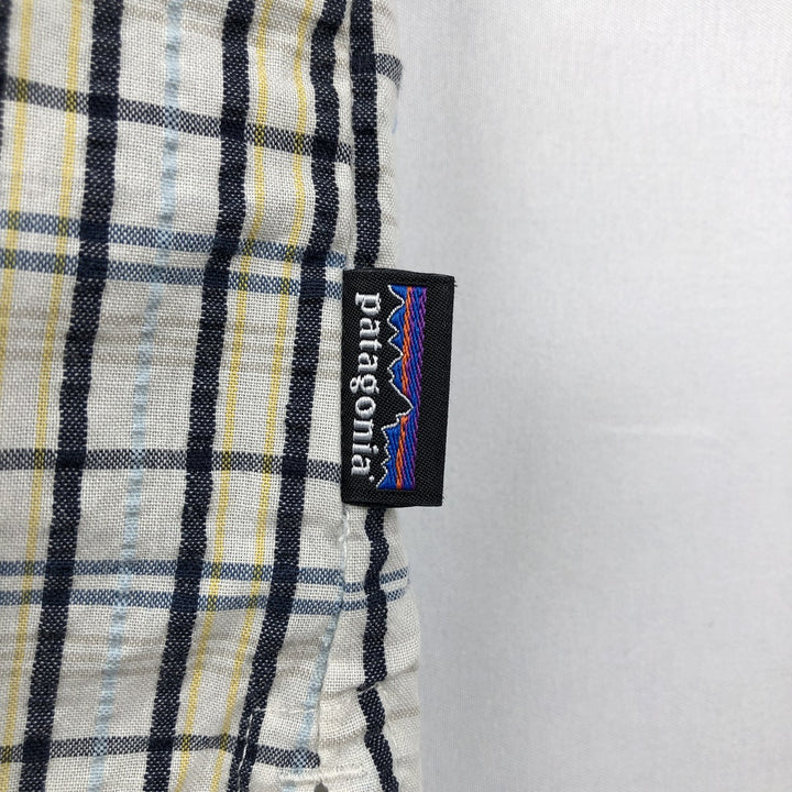 Patagonia 53004SP15 Packerwear Shirt, Check Pattern, Seersucker, Short Sleeve, Polyester Shirt, Boxy Shirt, Men's XL Equivalent polyester white type Vintage Second Hand