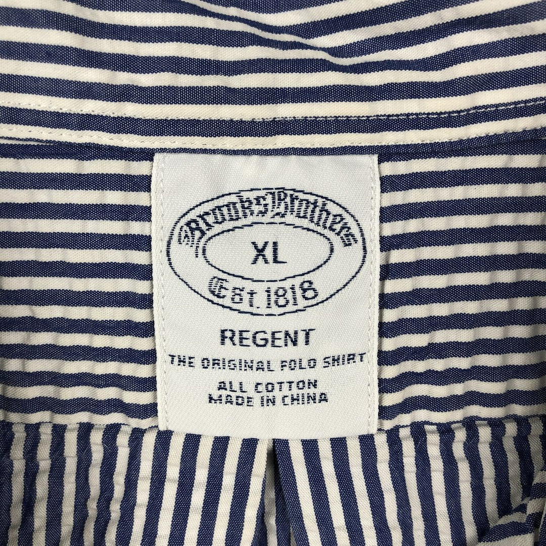 Brooks Brothers Est.1818 REGENT Seersucker short sleeve button down striped shirt Men's XL size cotton blue type Vintage Second Hand