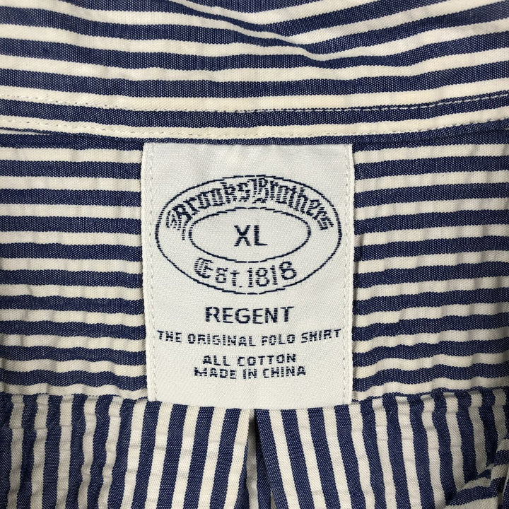 Brooks Brothers Est.1818 REGENT Seersucker short sleeve button down striped shirt Men's XL size cotton blue type Vintage Second Hand