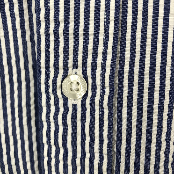 Brooks Brothers Est.1818 REGENT Seersucker short sleeve button down striped shirt Men's XL size cotton blue type Vintage Second Hand