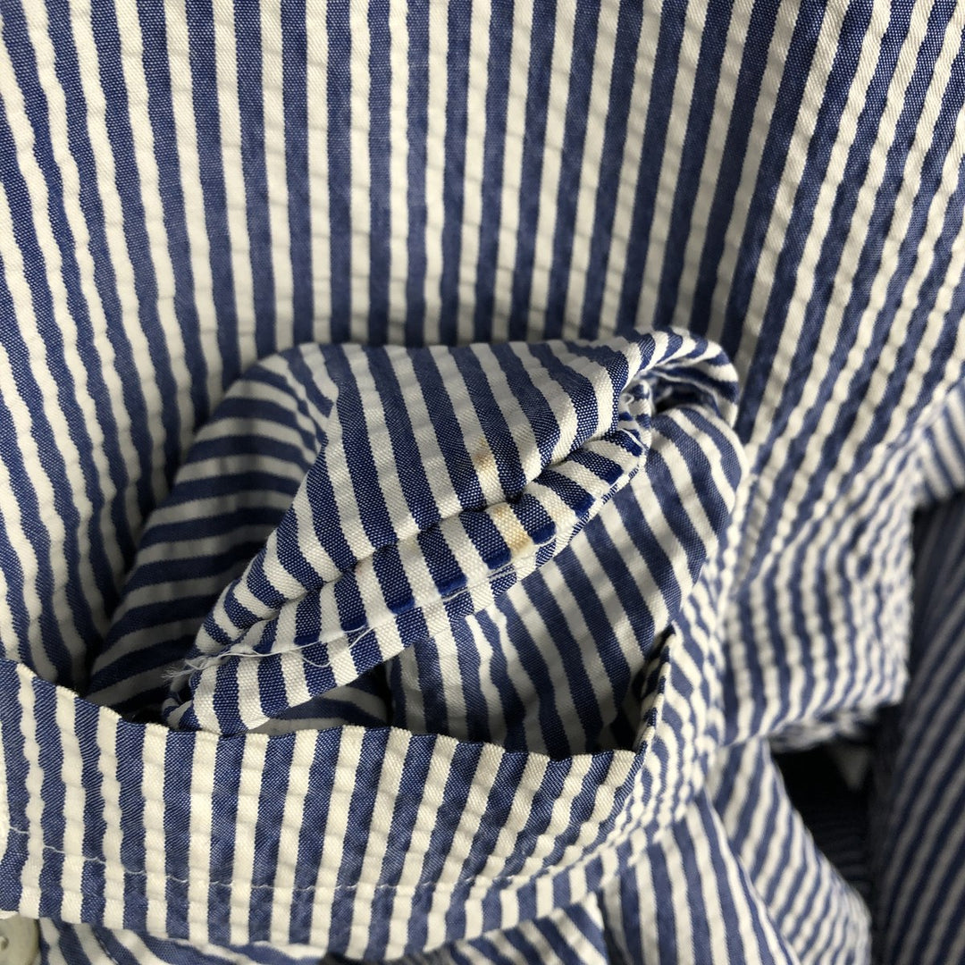 Brooks Brothers Est.1818 REGENT Seersucker short sleeve button down striped shirt Men's XL size cotton blue type Vintage Second Hand