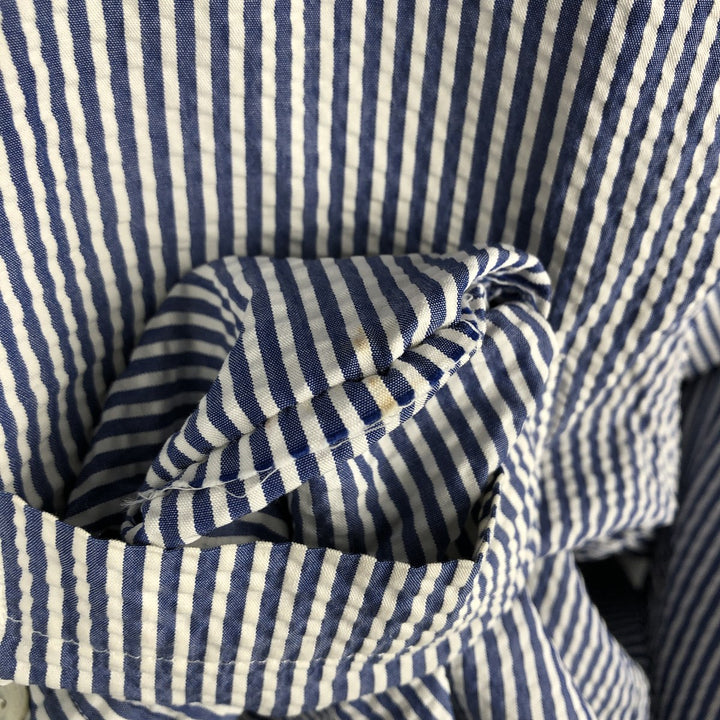 Brooks Brothers Est.1818 REGENT Seersucker short sleeve button down striped shirt Men's XL size cotton blue type Vintage Second Hand
