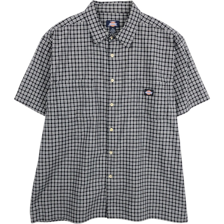 Dickies Check Pattern Short-Sleeve Work Shirt, Men's XXL (approx.) cotton black type Vintage Second Hand