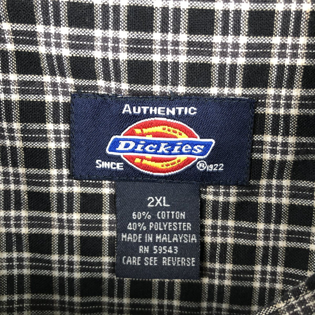 Dickies Check Pattern Short-Sleeve Work Shirt, Men's XXL (approx.) cotton black type Vintage Second Hand