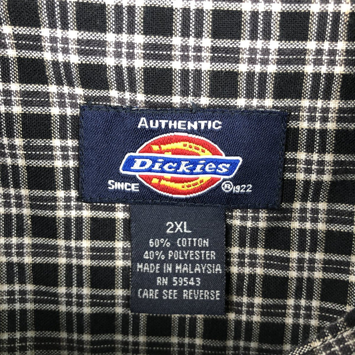 Dickies Check Pattern Short-Sleeve Work Shirt, Men's XXL (approx.) cotton black type Vintage Second Hand