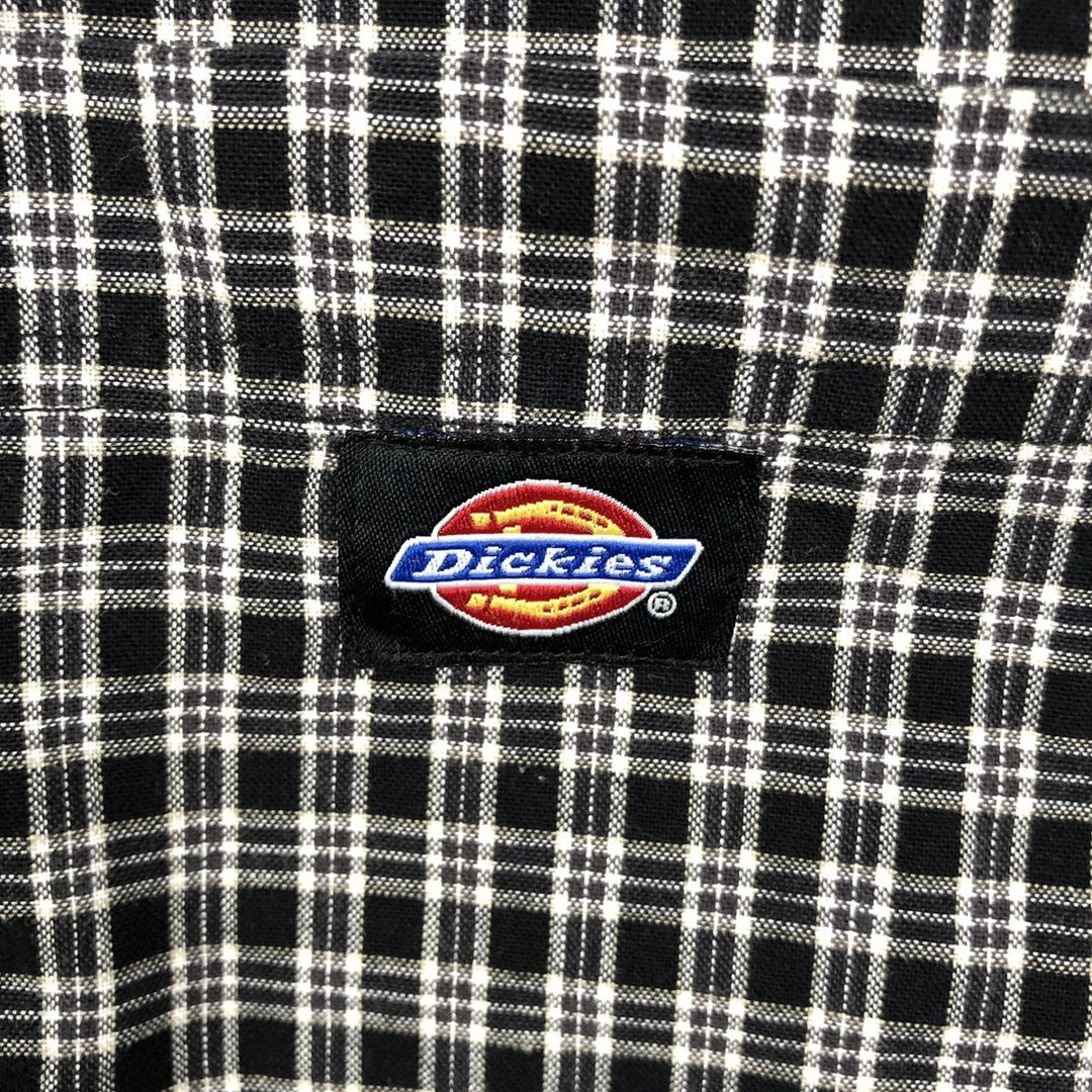 Dickies Check Pattern Short-Sleeve Work Shirt, Men's XXL (approx.) cotton black type Vintage Second Hand