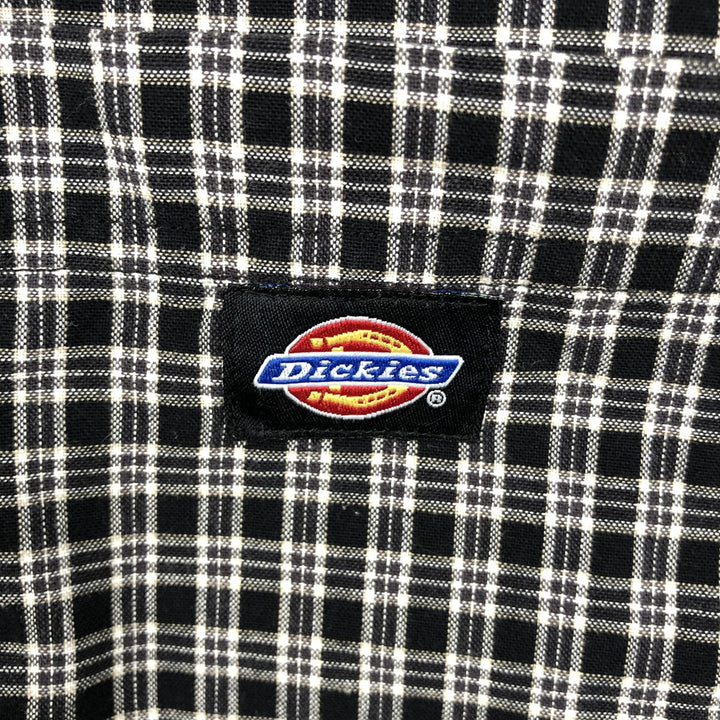 Dickies Check Pattern Short-Sleeve Work Shirt, Men's XXL (approx.) cotton black type Vintage Second Hand