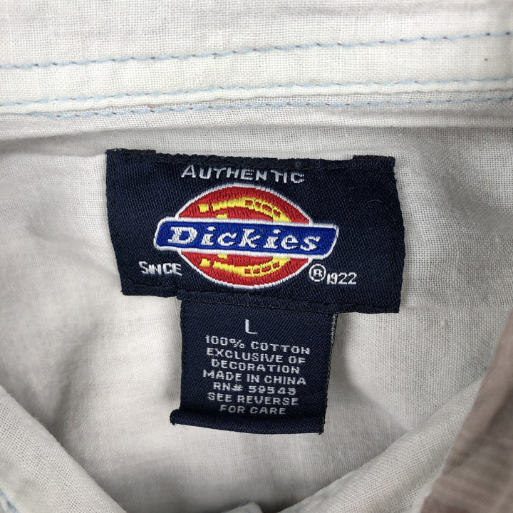 Dickies Check Pattern Short Sleeve Work Shirt, Men's Size L cotton brown type Vintage Second Hand