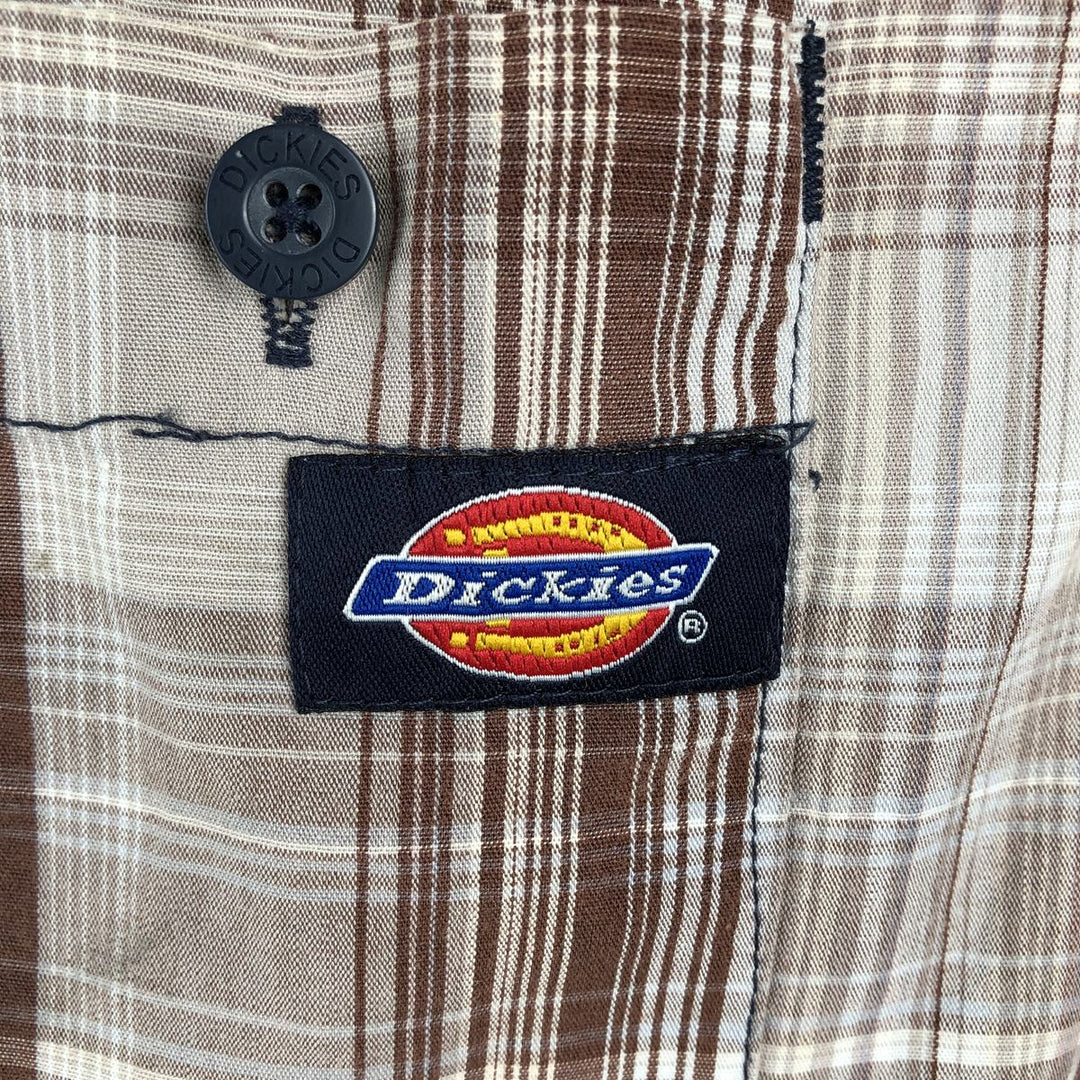 Dickies Check Pattern Short Sleeve Work Shirt, Men's Size L cotton brown type Vintage Second Hand