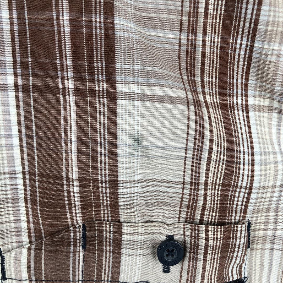 Dickies Check Pattern Short Sleeve Work Shirt, Men's Size L cotton brown type Vintage Second Hand