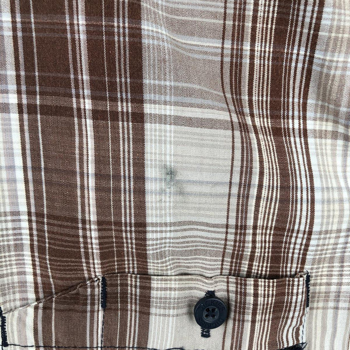 Dickies Check Pattern Short Sleeve Work Shirt, Men's Size L cotton brown type Vintage Second Hand