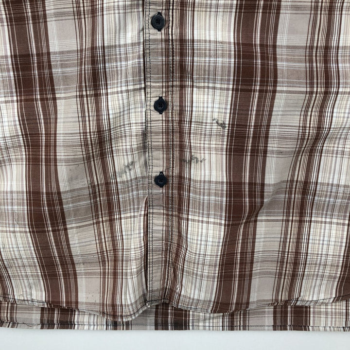 Dickies Check Pattern Short Sleeve Work Shirt, Men's Size L cotton brown type Vintage Second Hand