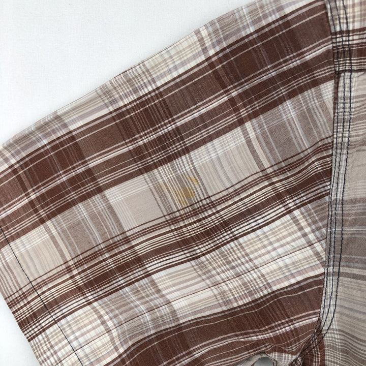 Dickies Check Pattern Short Sleeve Work Shirt, Men's Size L cotton brown type Vintage Second Hand