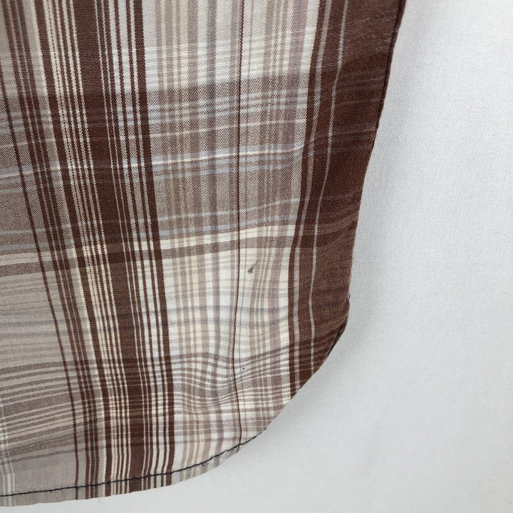 Dickies Check Pattern Short Sleeve Work Shirt, Men's Size L cotton brown type Vintage Second Hand