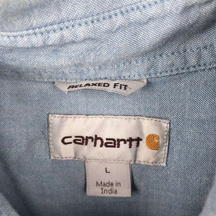 Carhartt Short-Sleeve Chambray Shirt, Men's Size L (approx.) cotton Blue type light blue Vintage Second Hand