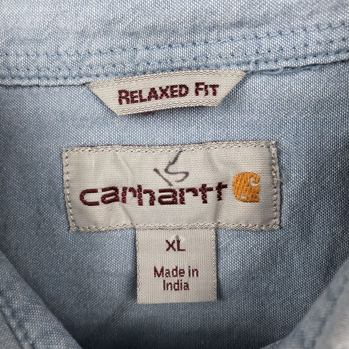 Carhartt Relaxed Fit Button-Down Short-Sleeve Chambray Shirt, Men's Size XL (approx.) cotton Blue type light blue Vintage Second Hand