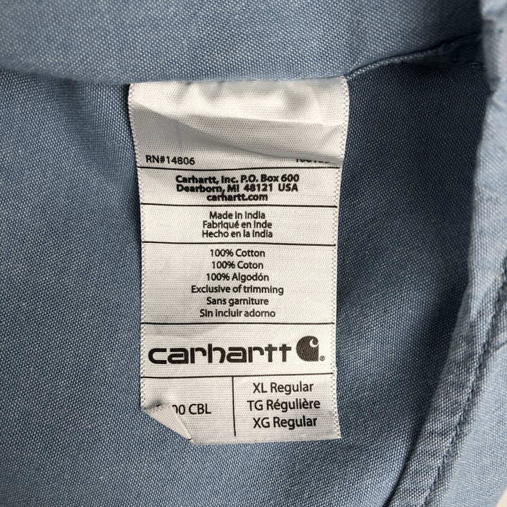 Carhartt Relaxed Fit Button-Down Short-Sleeve Chambray Shirt, Men's Size XL (approx.) cotton Blue type light blue Vintage Second Hand