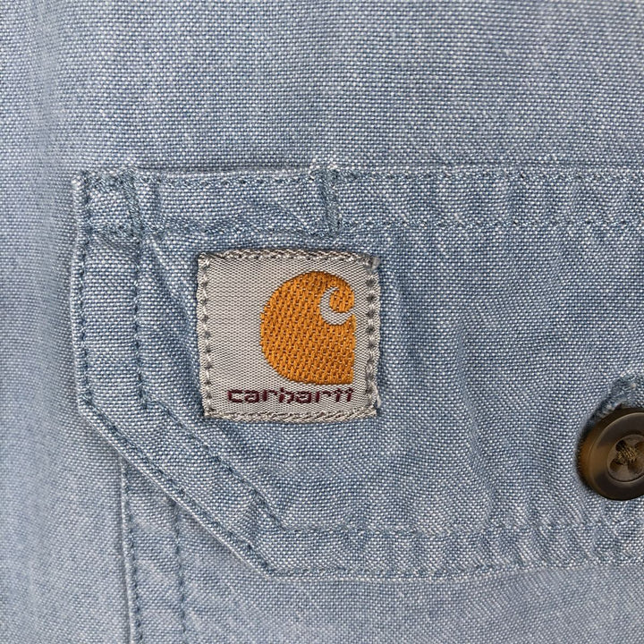 Carhartt Relaxed Fit Button-Down Short-Sleeve Chambray Shirt, Men's Size XL (approx.) cotton Blue type light blue Vintage Second Hand