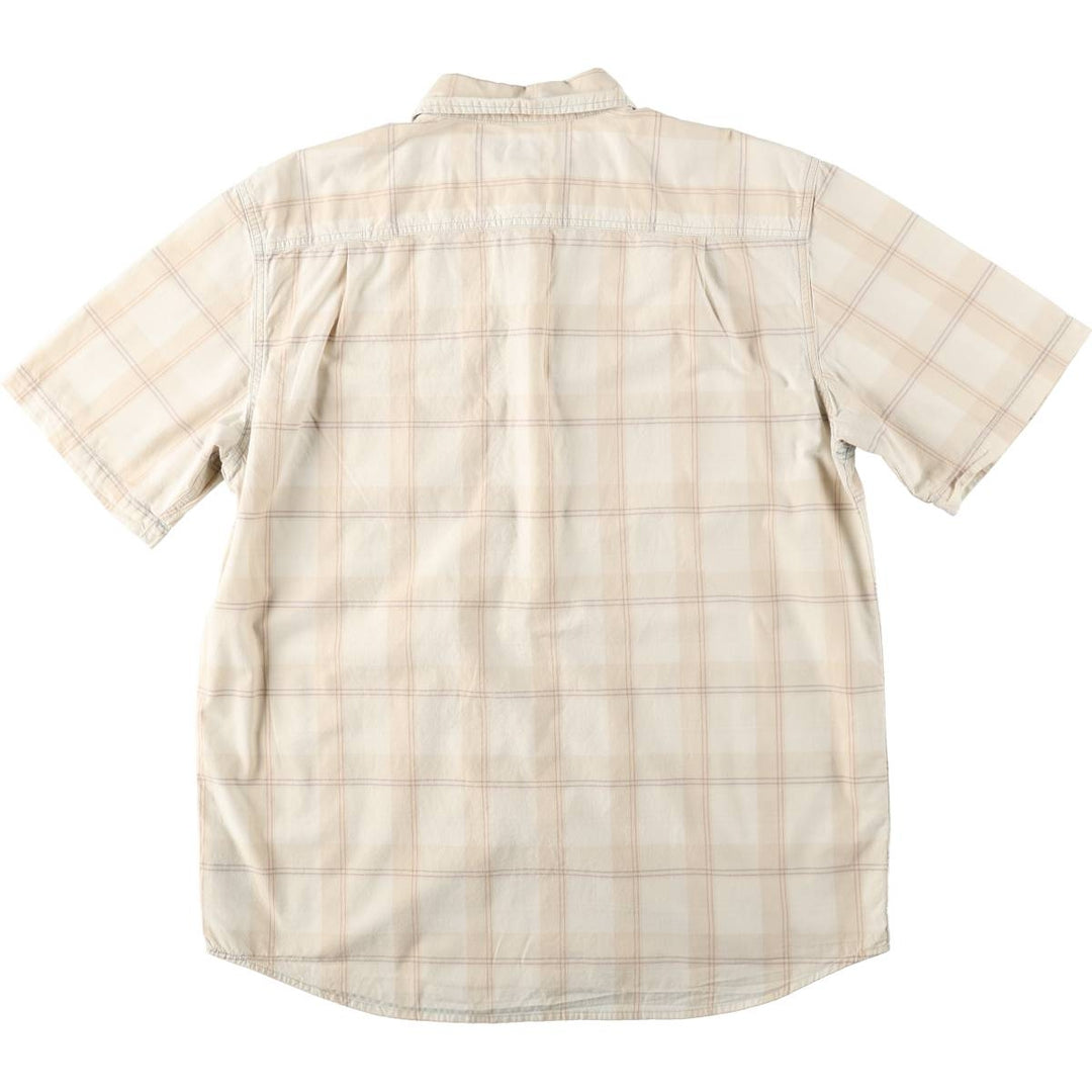 Carhartt RELAXED FIT Check Pattern Short Sleeve Work Shirt, Men's L size cotton unbleached Vintage Second Hand
