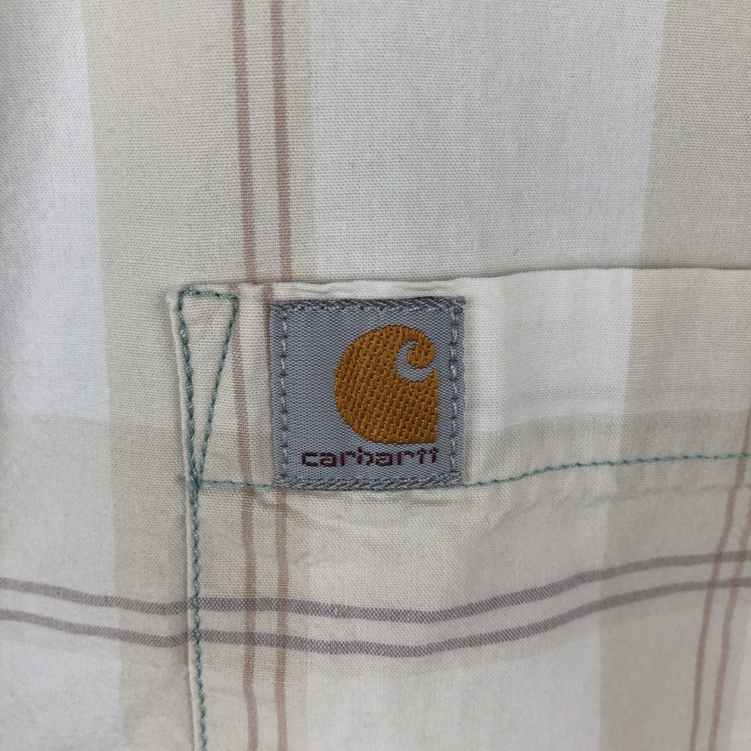 Carhartt RELAXED FIT Check Pattern Short Sleeve Work Shirt, Men's L size cotton unbleached Vintage Second Hand