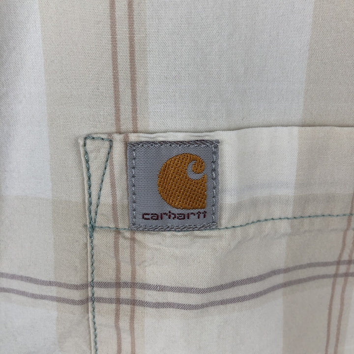 Carhartt RELAXED FIT Check Pattern Short Sleeve Work Shirt, Men's L size cotton unbleached Vintage Second Hand