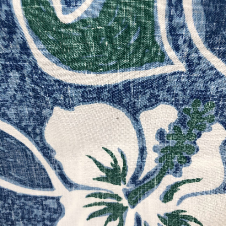 90'S Reyn Spooner Swimsuit Bikini Tag All-over Hibiscus Pattern Button-down Hawaiian Aloha Shirt Made in Hawaii cotton blue type Vintage Second Hand