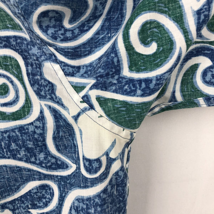 90'S Reyn Spooner Swimsuit Bikini Tag All-over Hibiscus Pattern Button-down Hawaiian Aloha Shirt Made in Hawaii cotton blue type Vintage Second Hand