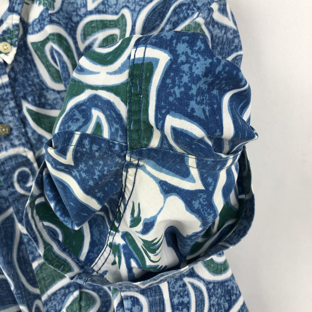 90'S Reyn Spooner Swimsuit Bikini Tag All-over Hibiscus Pattern Button-down Hawaiian Aloha Shirt Made in Hawaii cotton blue type Vintage Second Hand