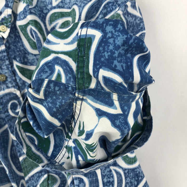 90'S Reyn Spooner Swimsuit Bikini Tag All-over Hibiscus Pattern Button-down Hawaiian Aloha Shirt Made in Hawaii cotton blue type Vintage Second Hand
