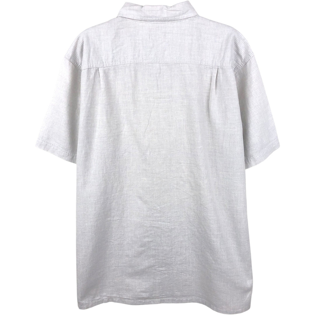 Patagonia 53138SP13 Check Pattern Short-Sleeve Open Collar Organic Cotton x Linen Shirt, Boxy Shirt, Men's Size L (approx.) Hemp pale white type Vintage Second Hand