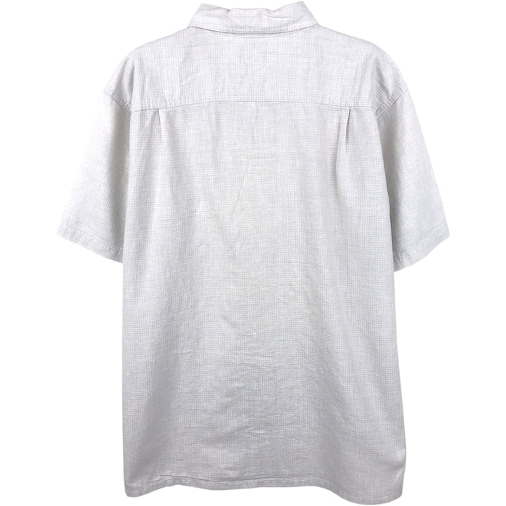 Patagonia 53138SP13 Check Pattern Short-Sleeve Open Collar Organic Cotton x Linen Shirt, Boxy Shirt, Men's Size L (approx.) Hemp pale white type Vintage Second Hand