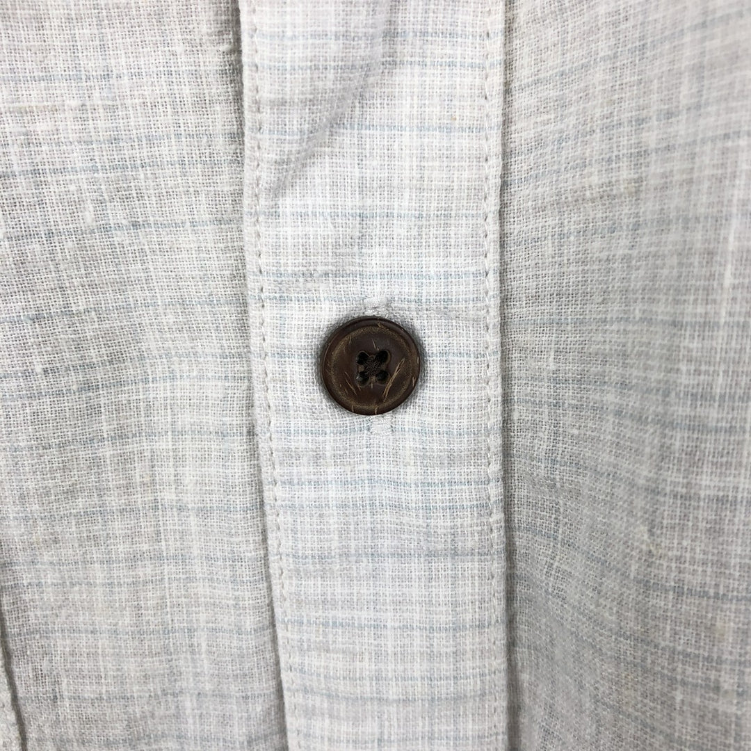 Patagonia 53138SP13 Check Pattern Short-Sleeve Open Collar Organic Cotton x Linen Shirt, Boxy Shirt, Men's Size L (approx.) Hemp pale white type Vintage Second Hand