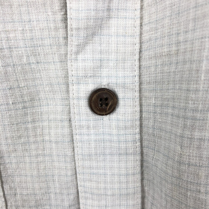 Patagonia 53138SP13 Check Pattern Short-Sleeve Open Collar Organic Cotton x Linen Shirt, Boxy Shirt, Men's Size L (approx.) Hemp pale white type Vintage Second Hand