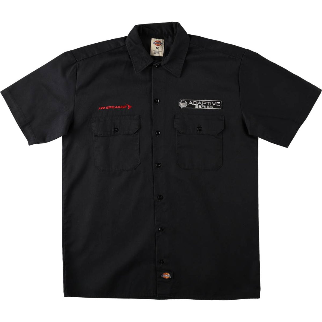 Dickies Short Sleeve Work Shirt Box Shirt Men's M Size polyester black type Vintage Second Hand