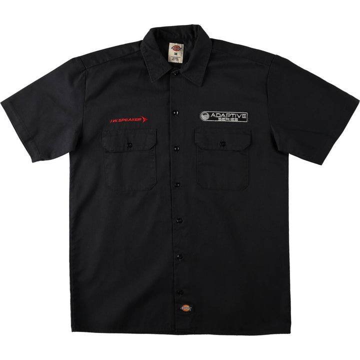 Dickies Short Sleeve Work Shirt Box Shirt Men's M Size polyester black type Vintage Second Hand