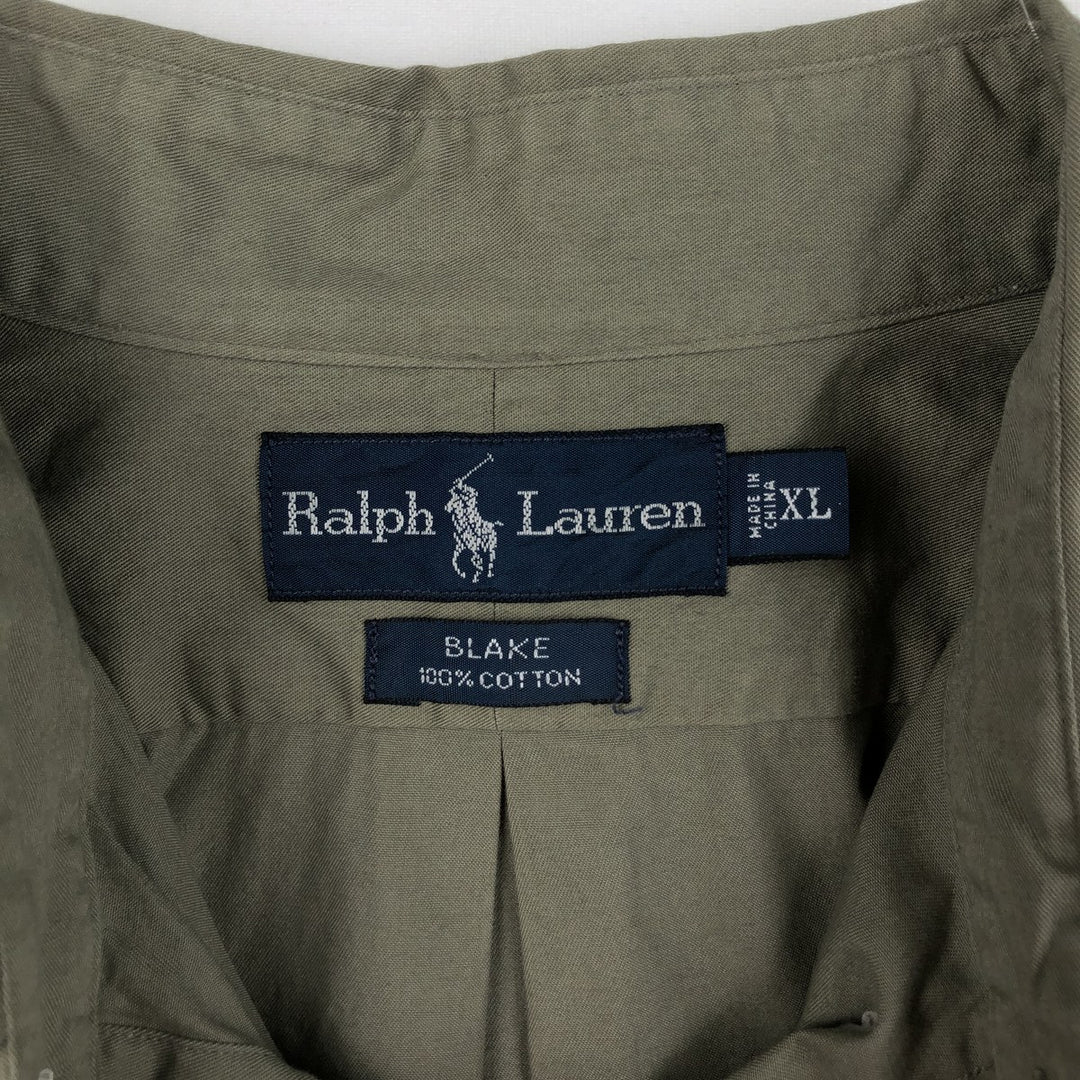 Ralph Lauren BLAKE short sleeve button down shirt, men's XL size cotton Khaki type Vintage Second Hand