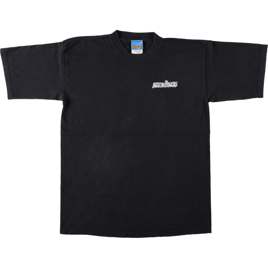 2000'S Austin Powers character print T-shirt, men's size L (approx.) cotton black type Vintage Second Hand