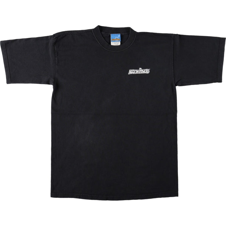 2000'S Austin Powers character print T-shirt, men's size L (approx.) cotton black type Vintage Second Hand