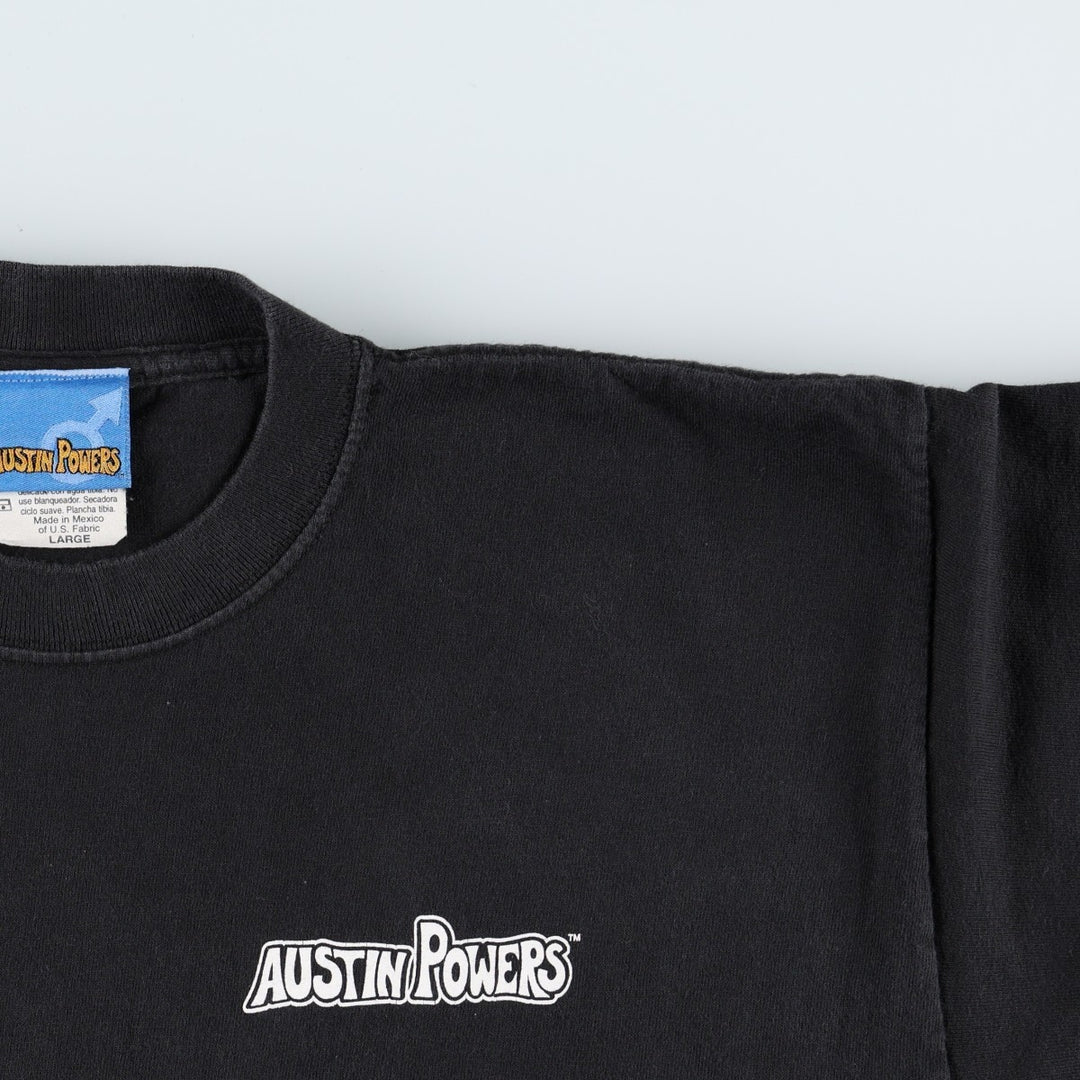 2000'S Austin Powers character print T-shirt, men's size L (approx.) cotton black type Vintage Second Hand