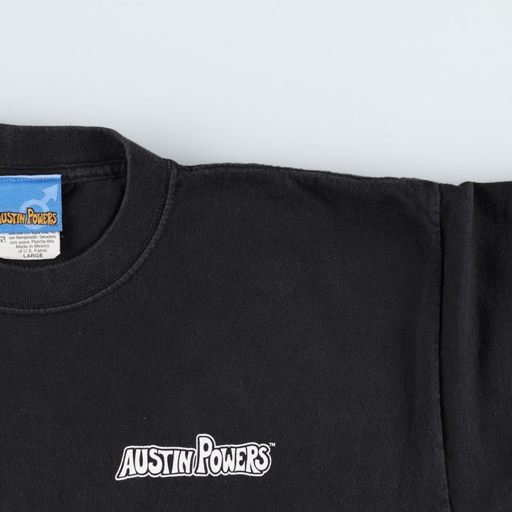 2000'S Austin Powers character print T-shirt, men's size L (approx.) cotton black type Vintage Second Hand