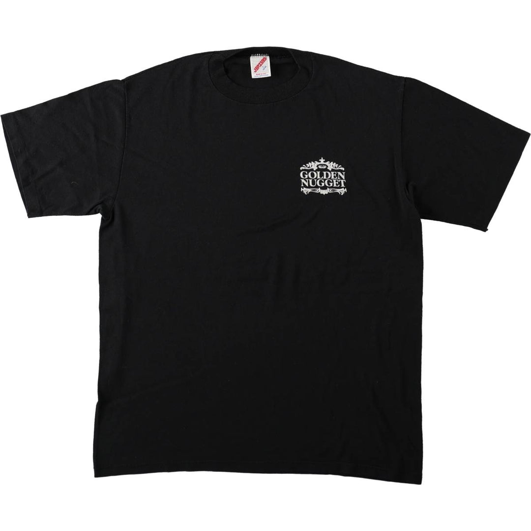 80s-90'S JERSEYS GOLDEN NUGGET Advertising T-Shirt, Made in USA, Men's Size L (approx.), Vintage cotton black type Vintage Second Hand