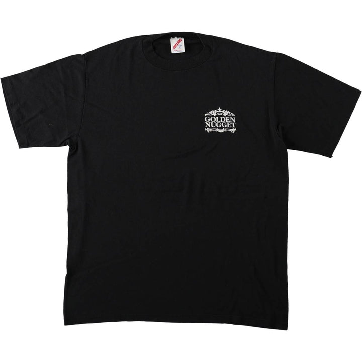 80s-90'S JERSEYS GOLDEN NUGGET Advertising T-Shirt, Made in USA, Men's Size L (approx.), Vintage cotton black type Vintage Second Hand