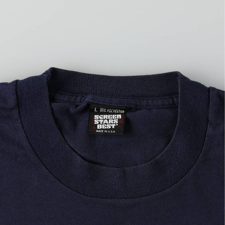 90'S Screen Stars TECH WEB INC. Advertising T-shirt, Made in USA, Men's Size L (approx.), Vintage cotton navy blue type Vintage Second Hand