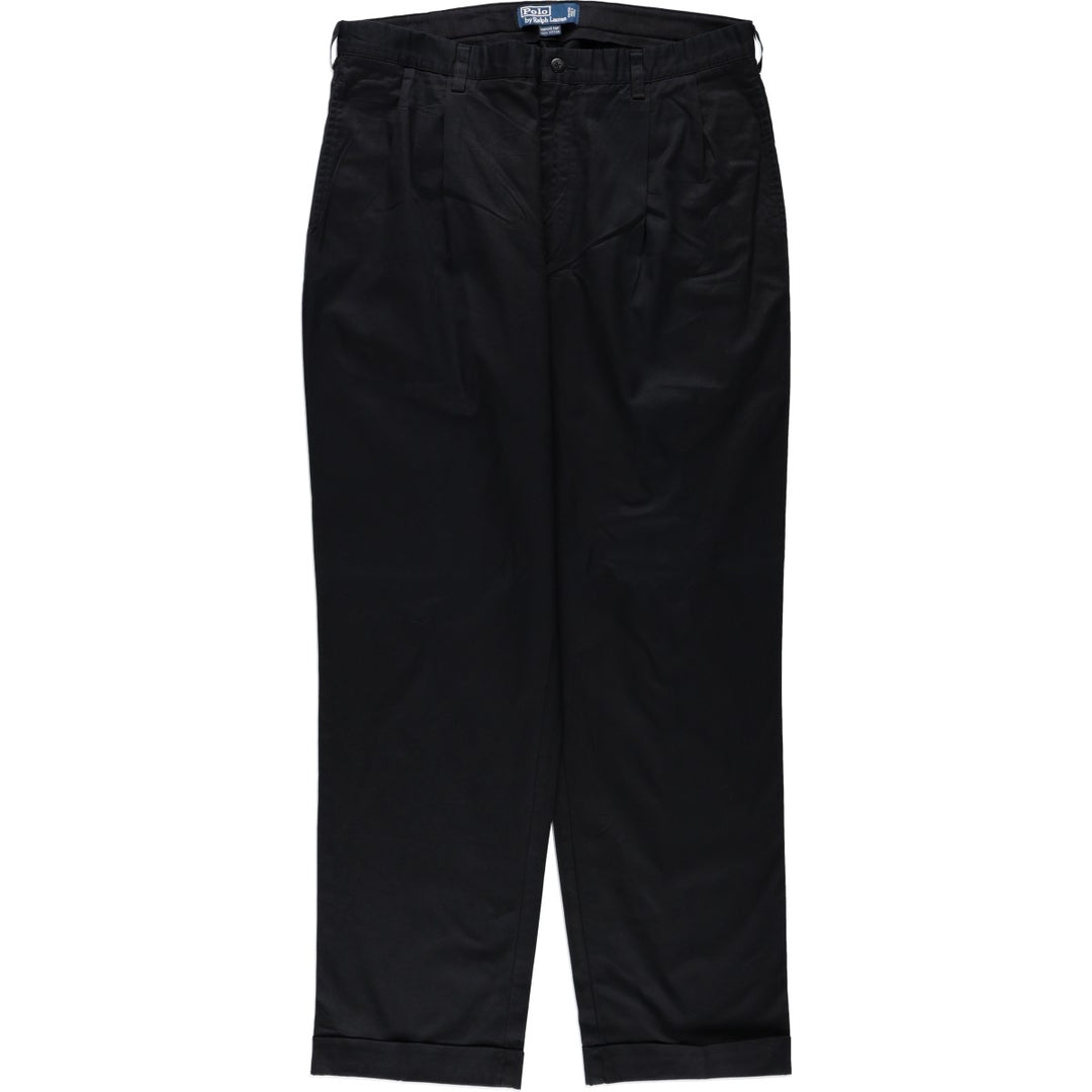 Ralph Lauren POLO by Ralph Lauren HAMMOND PANT, two-pleat chino pants, men's, w37 equivalent cotton black type Vintage Second Hand