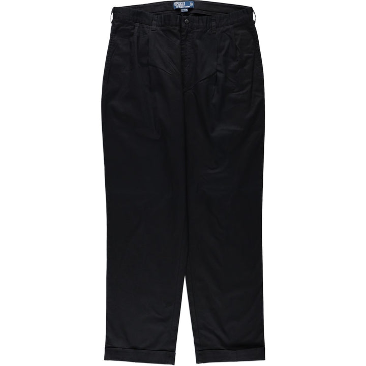 Ralph Lauren POLO by Ralph Lauren HAMMOND PANT, two-pleat chino pants, men's, w37 equivalent cotton black type Vintage Second Hand