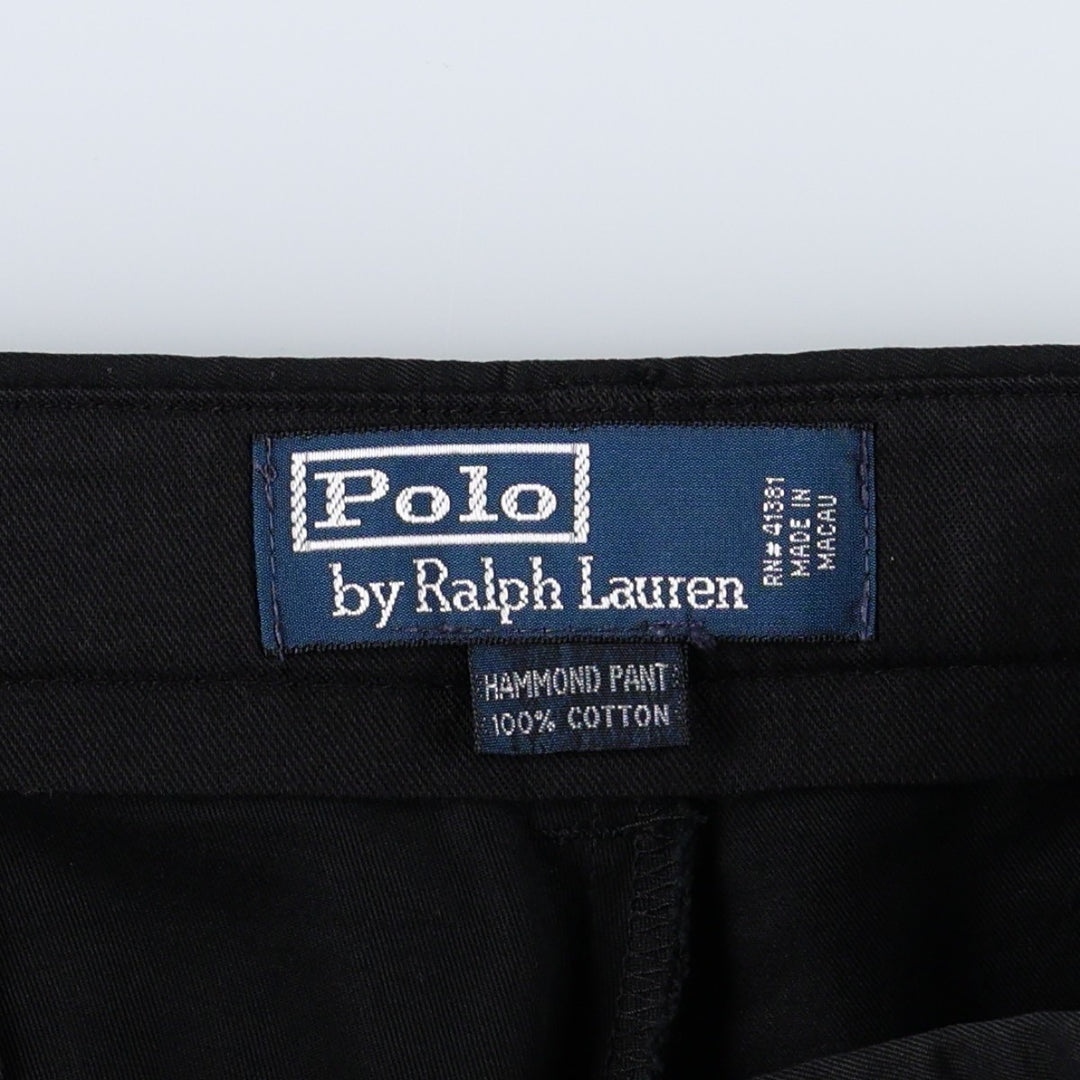 Ralph Lauren POLO by Ralph Lauren HAMMOND PANT, two-pleat chino pants, men's, w37 equivalent cotton black type Vintage Second Hand