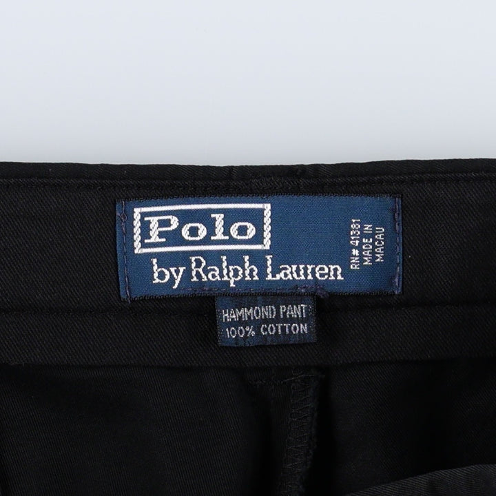 Ralph Lauren POLO by Ralph Lauren HAMMOND PANT, two-pleat chino pants, men's, w37 equivalent cotton black type Vintage Second Hand