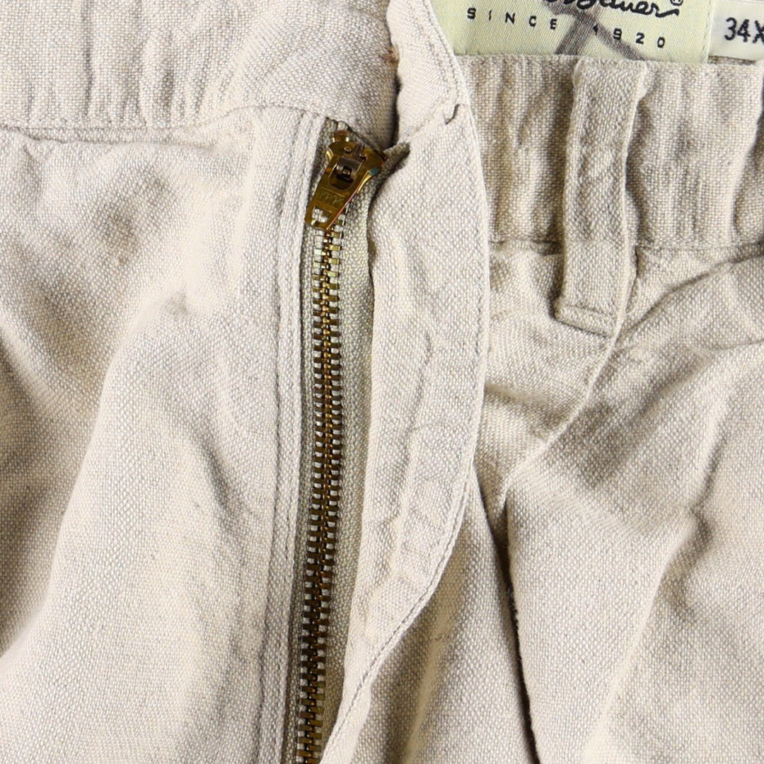 Eddie Bauer two-pleat cotton/linen trousers, men's size W32 (approx.), vintage. linen Beige type Vintage Second Hand
