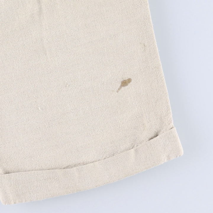 Eddie Bauer two-pleat cotton/linen trousers, men's size W32 (approx.), vintage. linen Beige type Vintage Second Hand